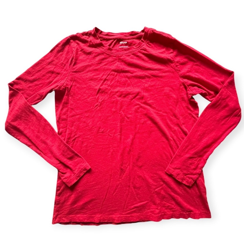 Sonoma Goods For Life The Everyday Tee Red Long Sleeve Cotton Shirt Womens Small